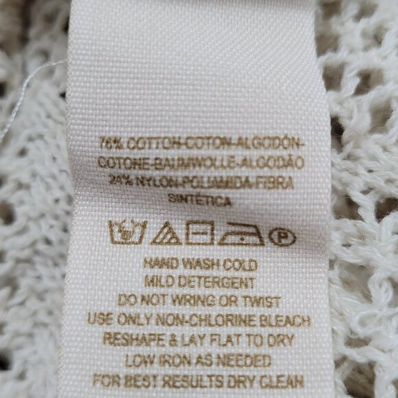 Free People Beige Crochet Sheer Buttoned Long Sleeve Cardigan Sweater Small S - Picture 4 of 15